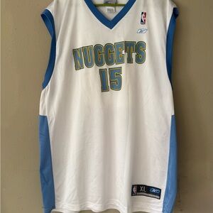 Reebok White and Blue Nuggets Jersey